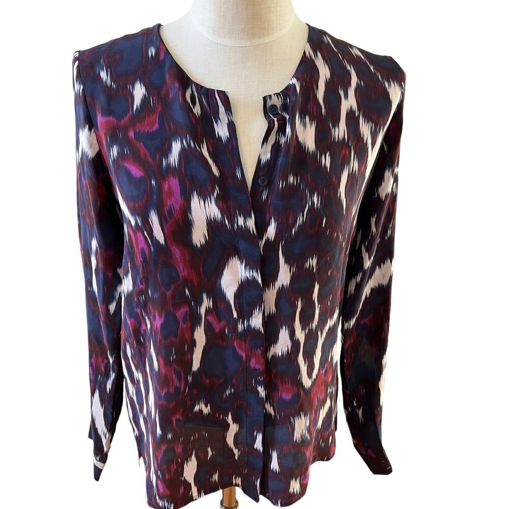Boutique Brand Second Female silk watercolor print long sleeve top